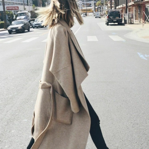 ZARA Handmade Waterfall Patch Pockets Wool coat - Picture 6 of 14